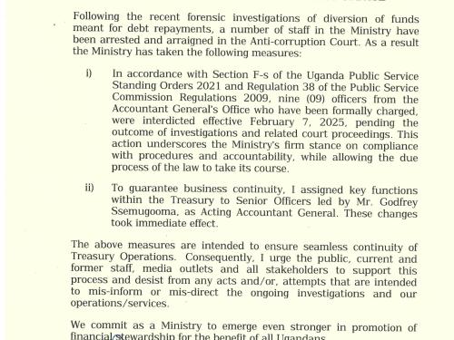Treasury Business Continuity and Status Update.